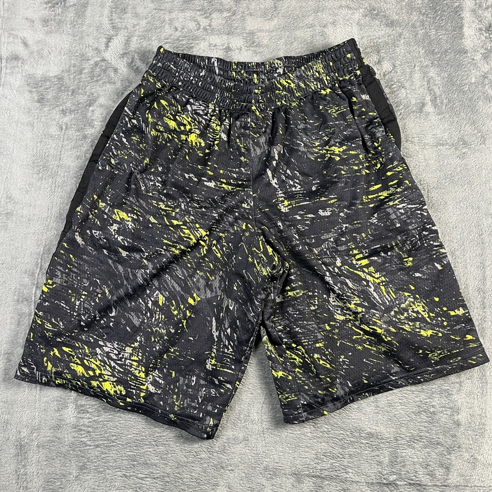 Champion Athletic Shorts Youth XL 16-18 Black Neon Yellow Splatter Mesh Pull On